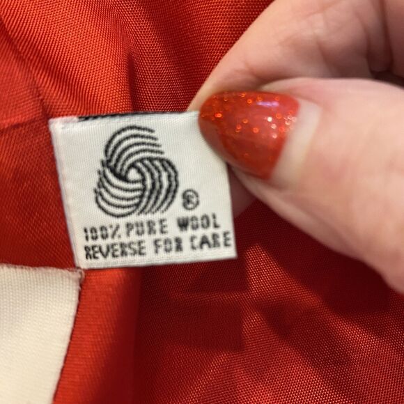 Vintage 1980s 100% Wool Red Lined Blazer Brass Buttons Women Sz 10 As Is - Picture 6 of 12